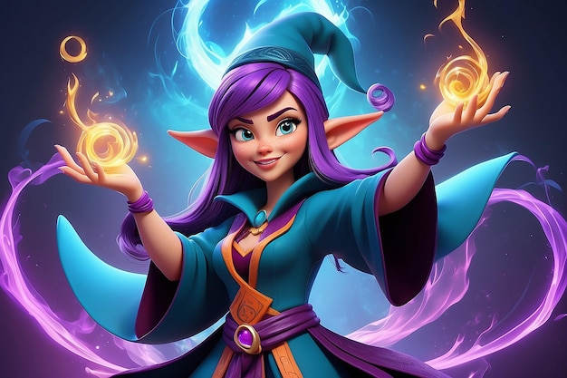 Photo sassy sorceress 3d cartoon character