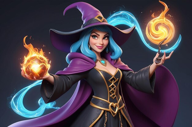 Photo sassy sorceress 3d cartoon character