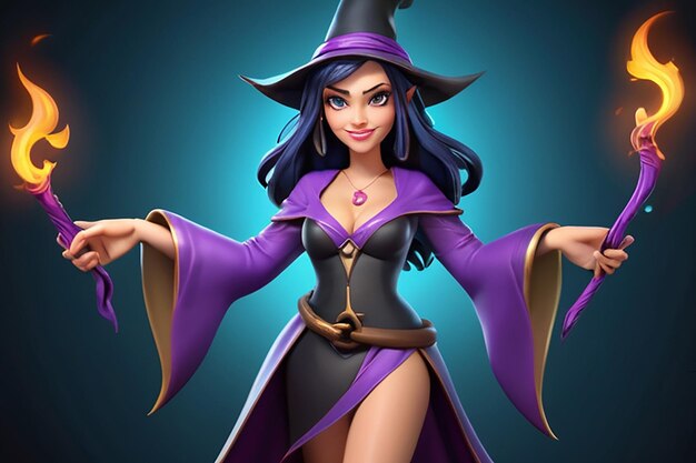 Photo sassy sorceress 3d cartoon character