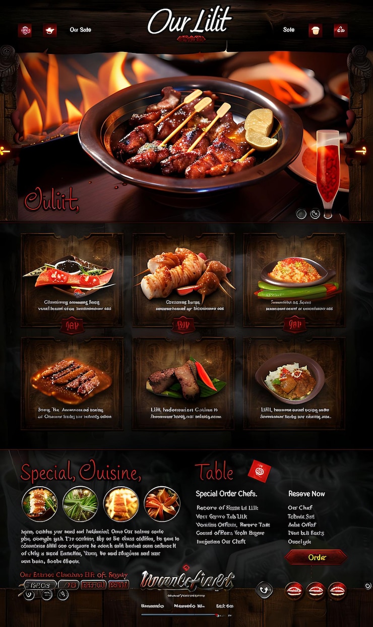 Фотография sate lilit с эффектом разделенного экрана промышленная темная и теплая азиатская еда