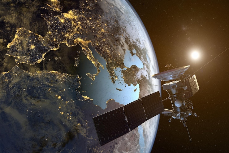 Photo satellite against earth