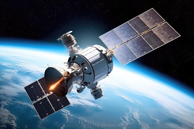 Спутниковая связь в космосе профессиональная рекламная фотосъемка