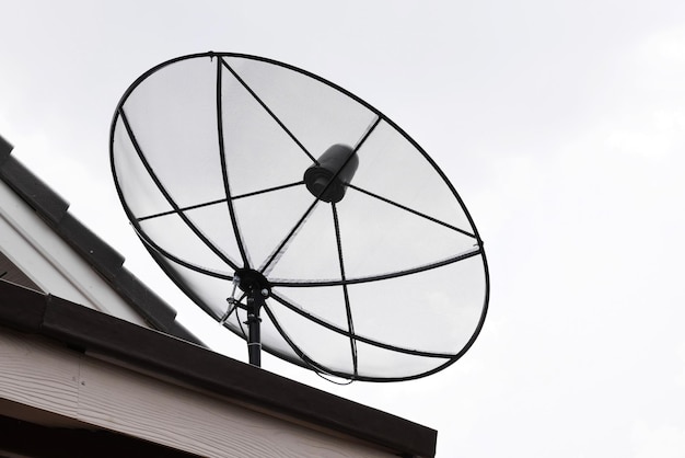 Satellite dish on house roof