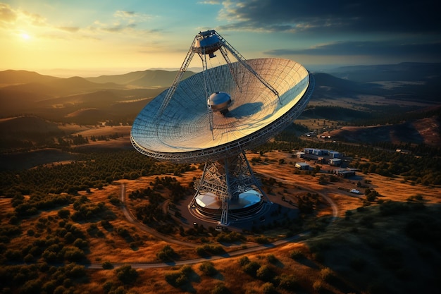 Satellite dishes in desert clear blue sky