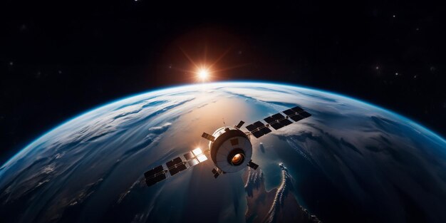 satellite spacecraft in earth orbit in space space monitoring concept