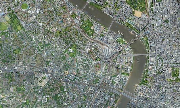 Спутниковая текстура вид сверху над Лондоном