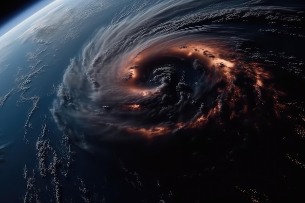 ハリケーンの衛星ビュー カラフルなデジタル アート