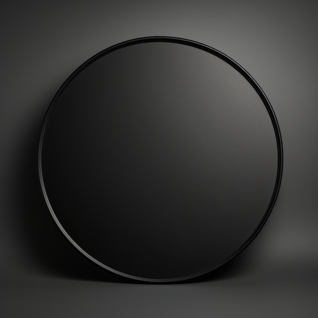 Foto satijn minimalistische ronde fotolijst minimalistische ring met realistische textuur vierkante digitale afbeelding ai gegenereerde lege cirkel op zwarte achtergrond