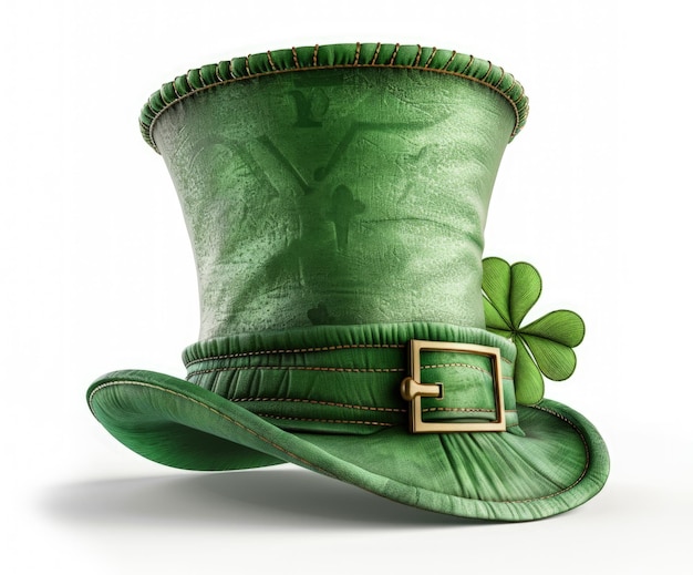 Satin groene leprechaun hoed geïsoleerd op witte achtergrond St Patrick's Day symbool