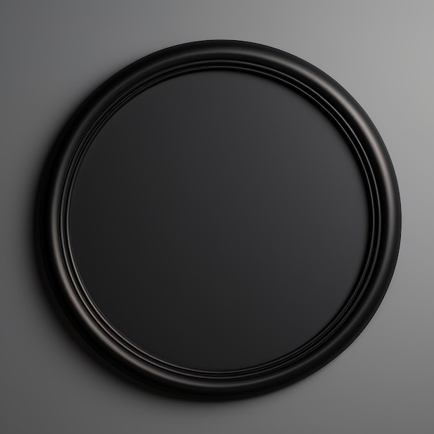 Photo satin minimalistic round picture frame minimalistic ring with realistic texture square digital illustration ai generated empty circle on black background