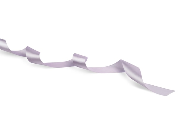 satin ribbon twisted on a table isolated on a white background