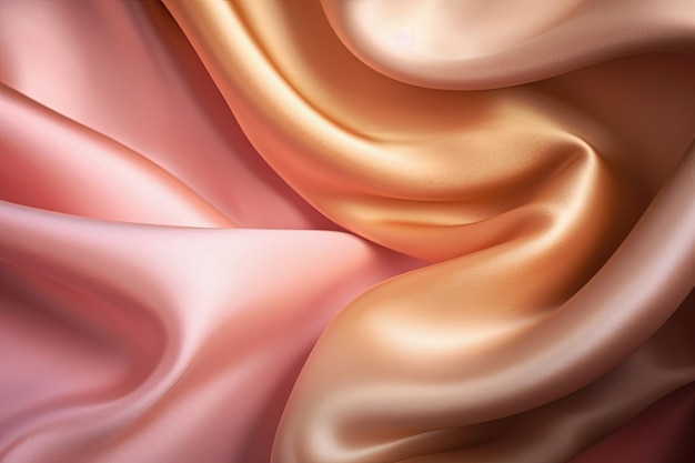 Satin texture pink and yellow gradient fabric background silk backdrop Generative AI