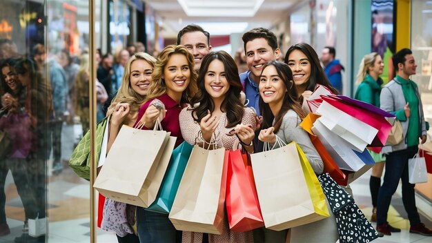 Satisfied friends with their shopping day