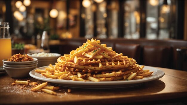 Satisfy your cravings with our mouthwatering waffle fries expertly seasoned and served