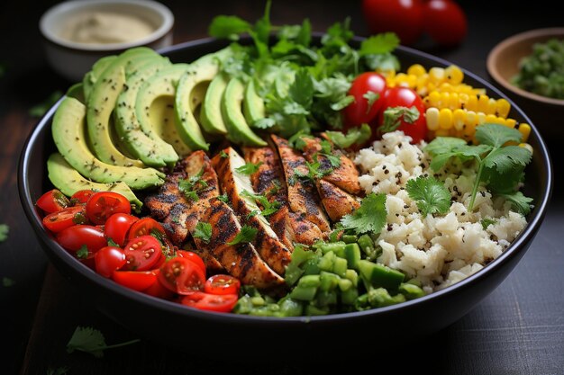 Satisfying Buddha Bowl Loaded with Grilled Chicken and Pepper