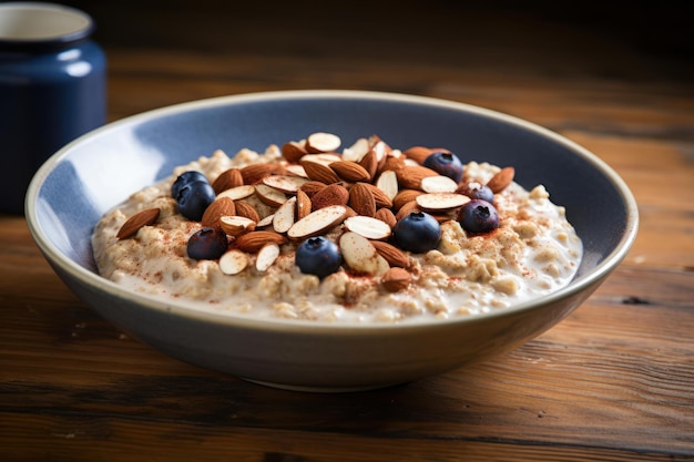 Satisfying Oatmeal almonds breakfast Generate Ai