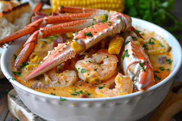 Satisfying Shrimp and Crab Legs Chowder Recipe with Corn and Bacon