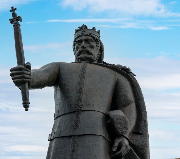 Satue of the first portuguese king Afonso Henriques, located on Faro, Portugal.