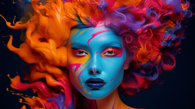 saturated colors girl abstract background