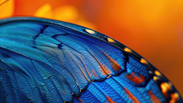 Saturated Indigo Butterfly Wings CloseUp Macro Shot