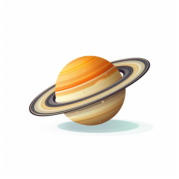 Saturn 2d cartoon vector illustration on white background