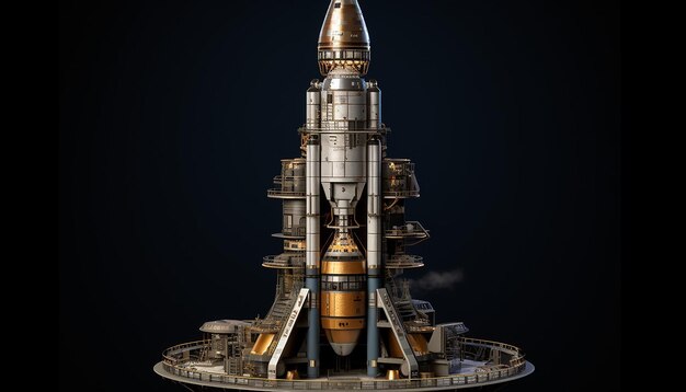 A saturn 5 rocket built by dwarven tinkerers and artificers