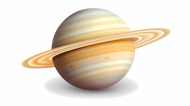 Saturn planet with rings of gas on deep transparent background Sixth planet of solar system Galaxy discovery and exploration Realistic cosmic vector illustration for school education materials