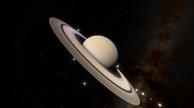 Saturn rings Fantastic planet Gas giant planet with an asteroid ring around its orbit in space Space science fiction 3d render