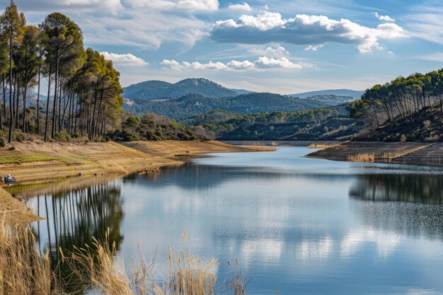 Sau Reservoir in Vilanova de Sau Barcelona Spain low reserves