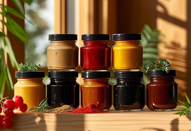Sauce jars isolated mockup