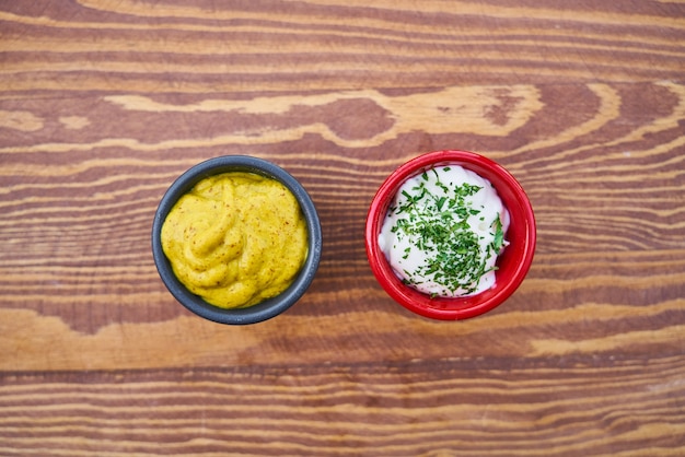 Sauce on Wooden Table