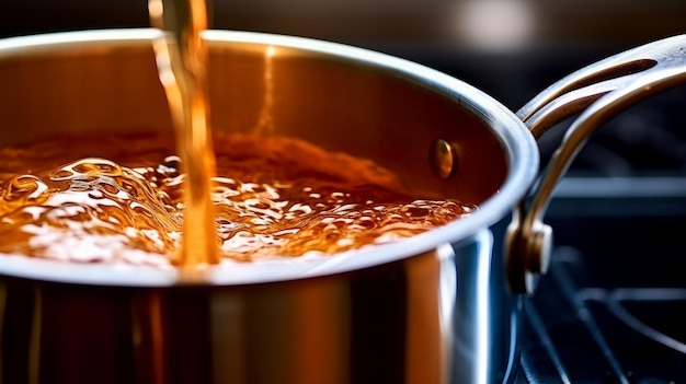 A saucepan with boiling water for pasta AI generated