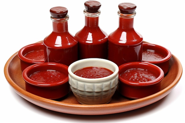 Sauces bottle and bowls