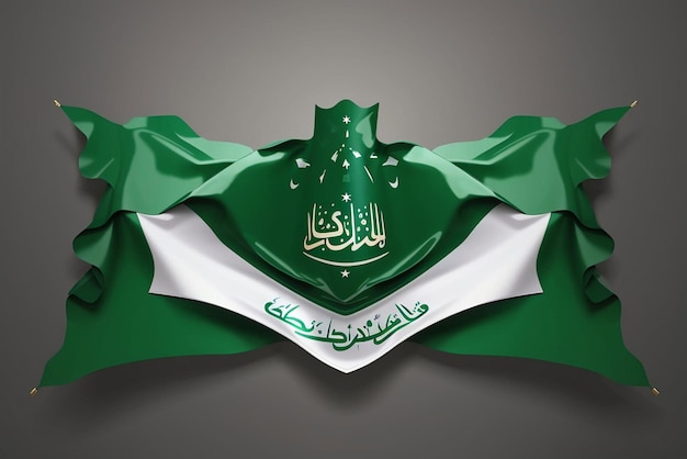 Фото Национальный флаг саудовской аравии размахивает в красивых облаках