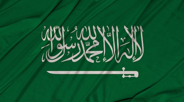サウジアラビアの現実的な 3 d テクスチャの手を振る旗