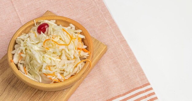 Sauerkraut in a clay bowl Healthy food Top view