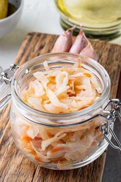 Sauerkraut preserving set, on white background