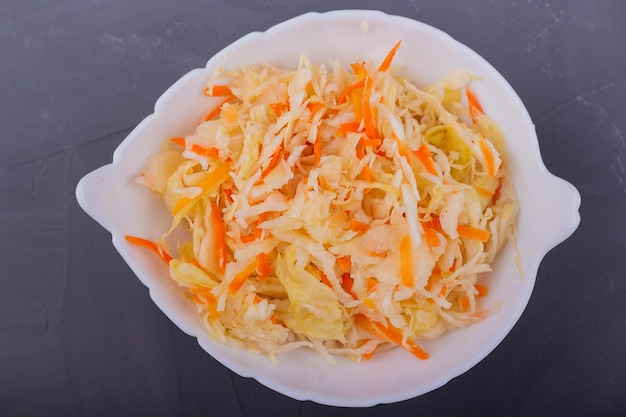 Sauerkraut in a white bowl