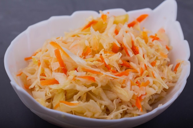 Sauerkraut in a white bowl