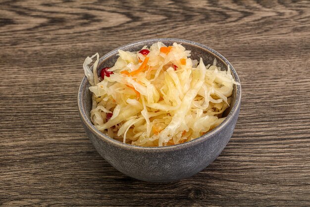 Sauerkraut with cranberry in the bowl