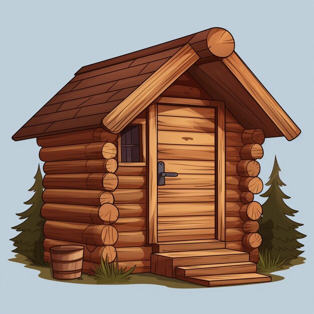 Sauna 2d cartoon vector illustratie op witte achtergrond hd