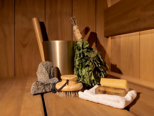 Foto sauna accessoires in het stoombad