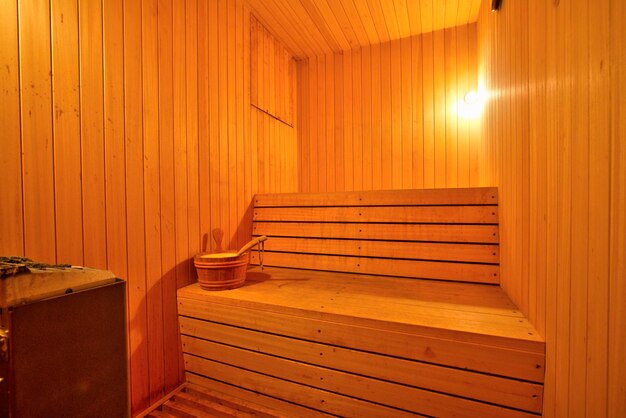 Photo sauna room with bright colors