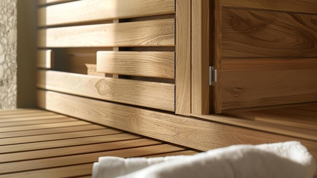 A sauna with a builtin changing area ideal for those with limited room for multiple pieces of