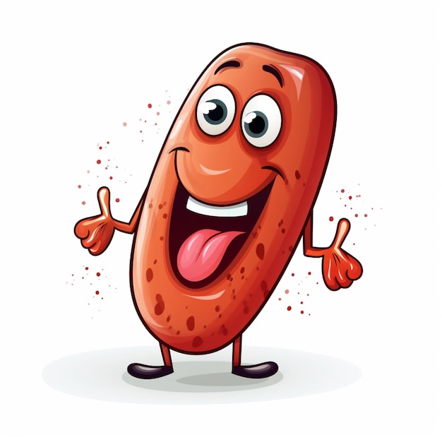 Sausage 2d cartoon vector illustration on white background