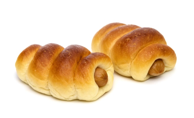 Sausage bread isolated on white background