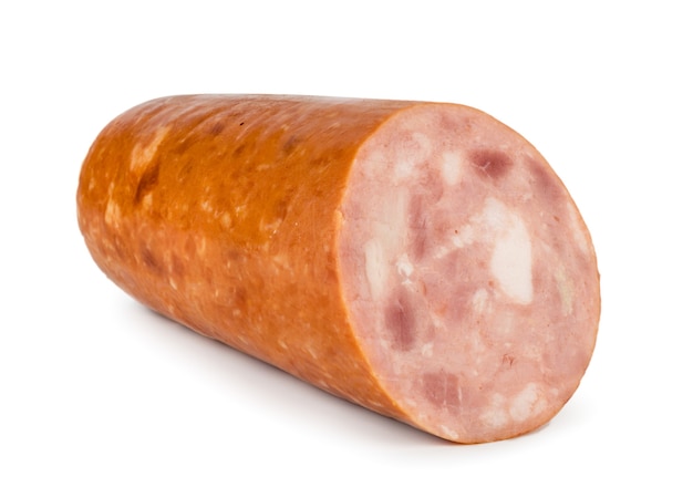 sausage cut into pieces isolated
