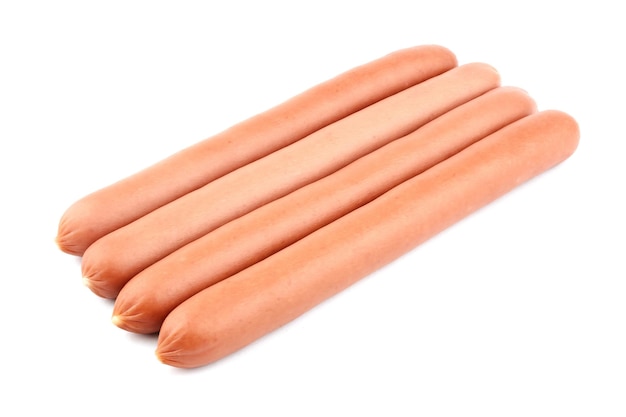 Foto salsiccia isolata su sfondo bianco salsiccia per hot dog