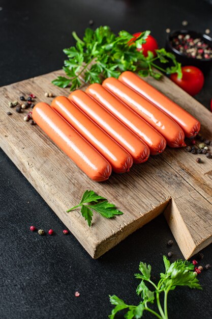 소시지 반제품 패스트 푸드 고기 돼지 고기, 소고기 또는 닭고기 식사 준비 간식