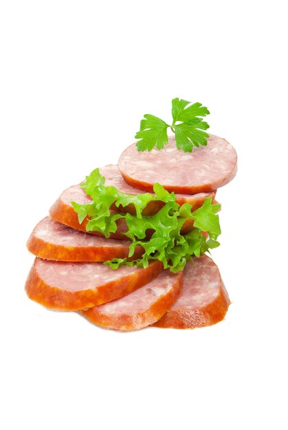 Sausage with green vegetable